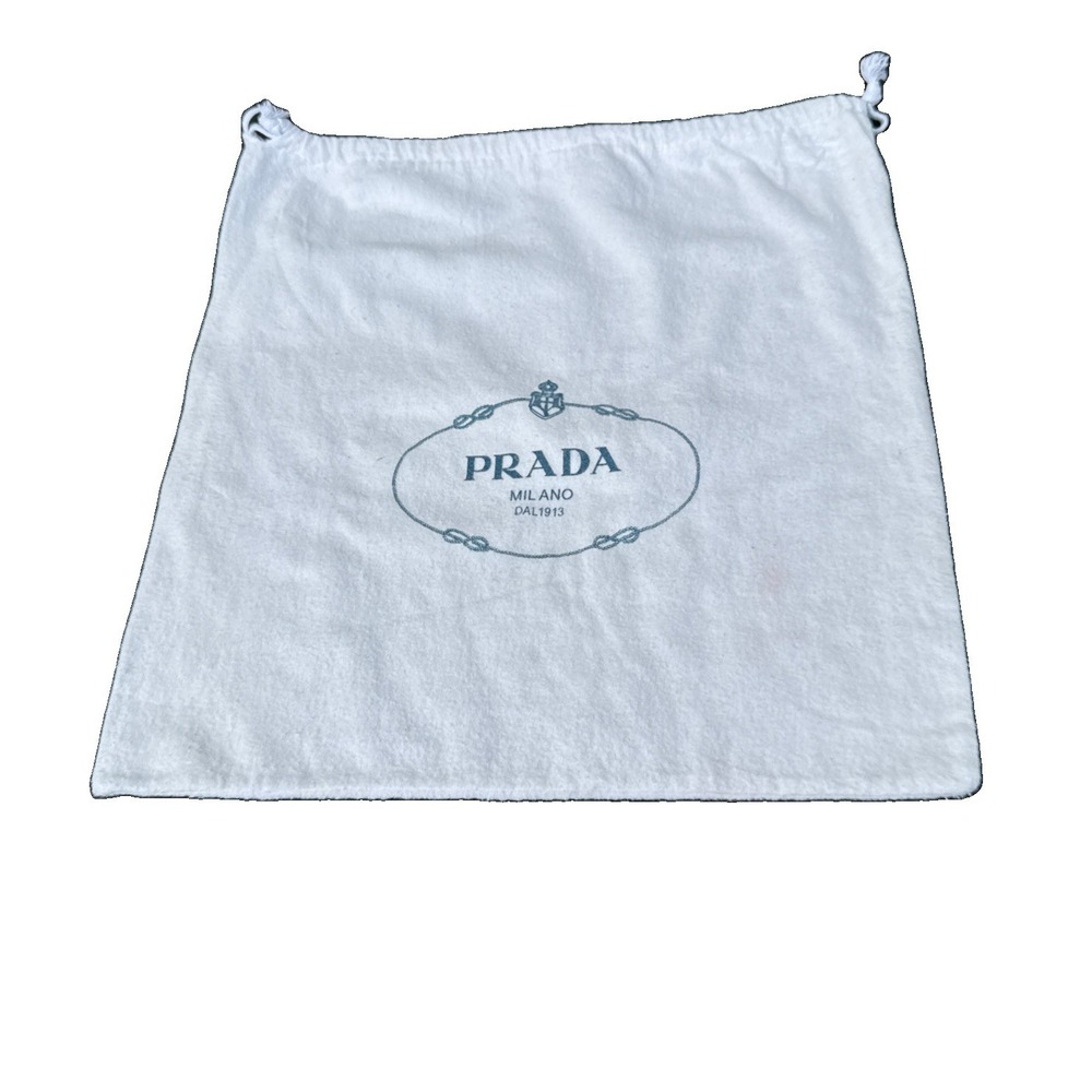 Prada Dust Bagโ Women White Cotton Linen Drawstring Milano 13x13.5" Authentic